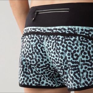 Lululemon Run Speed Short  Block-It Pocket blue black dots ace spot tranquil